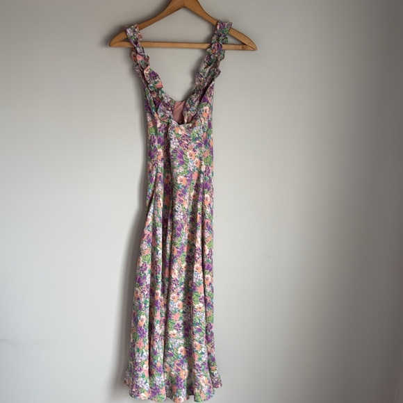 Astr The Label Floral Cross Back Ruffle Strap Midi Dress XS - Picture 9 of 11
